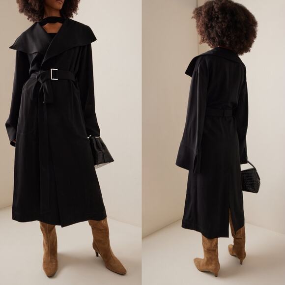 Totême Women's Signature Flowing Twill Trench Coat Black Pre-Fall '24 - Picture 16 of 16